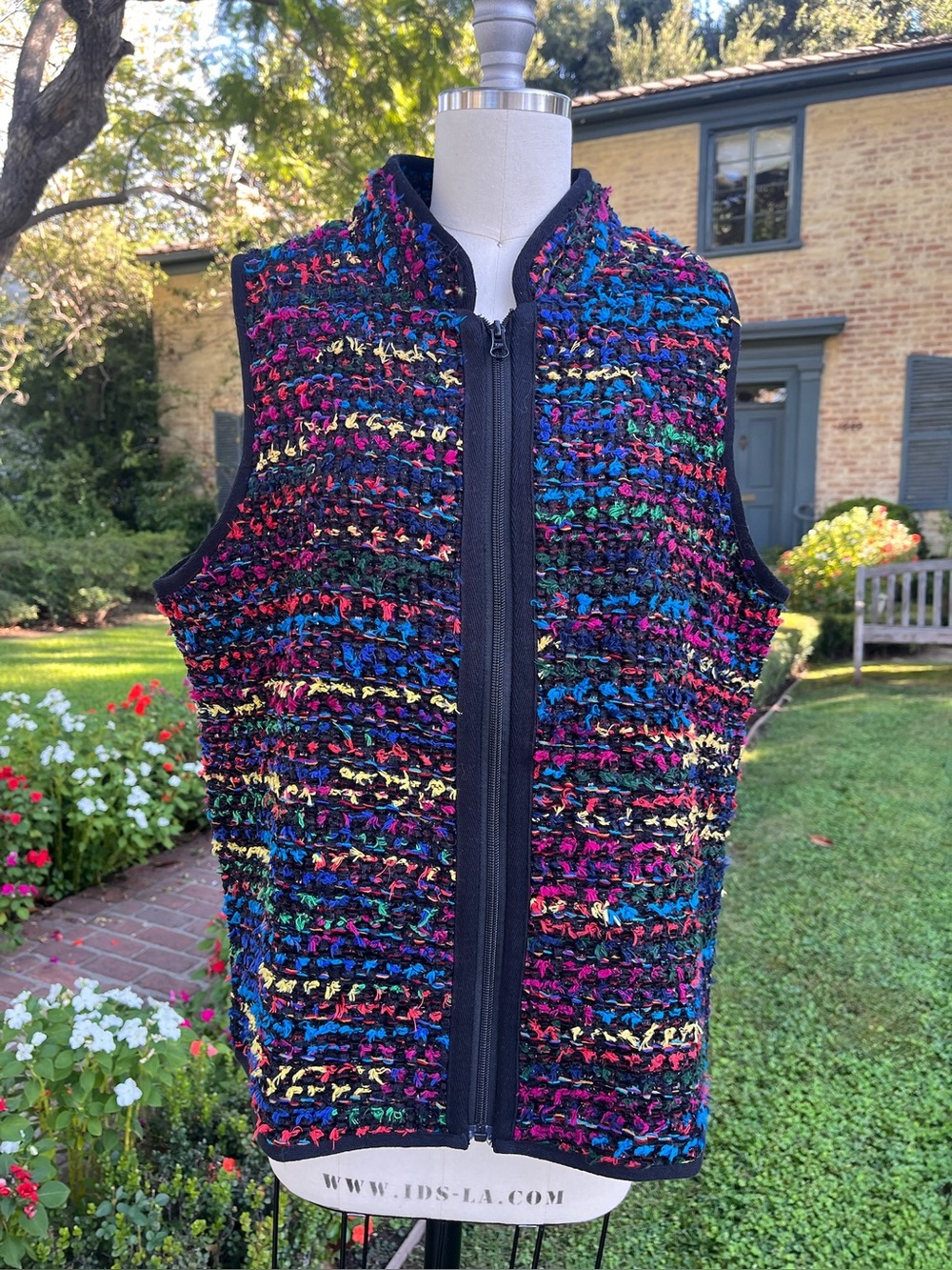 Serengeti vintage vibrant "Confetti" long vest - Size L